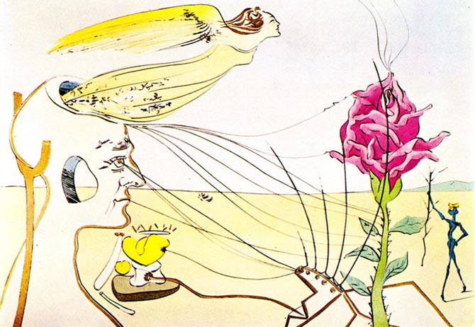 The Dream by Salvador Dalí | Original dry point, hand colored. | 